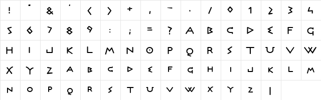 Olympus Bold  glyph index