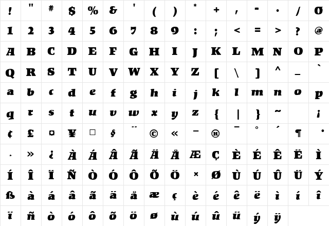 Kompakt MF Regular  glyph index
