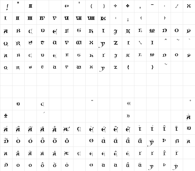 Versals Regular  glyph index