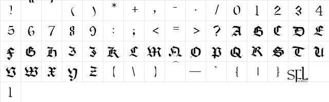 Burgundian Regular  glyph index