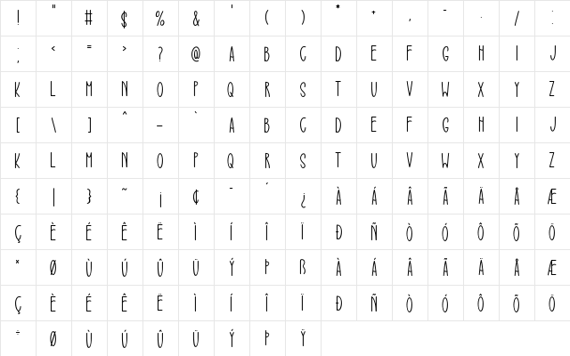 Spread Joy Regular  glyph index
