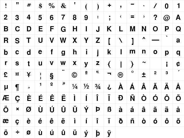 WinSoft Naskh Pro Bold  glyph index