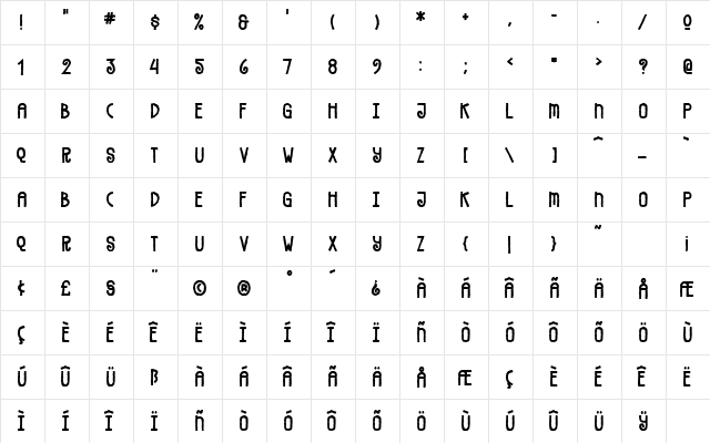 VeryMerry Regular  glyph index