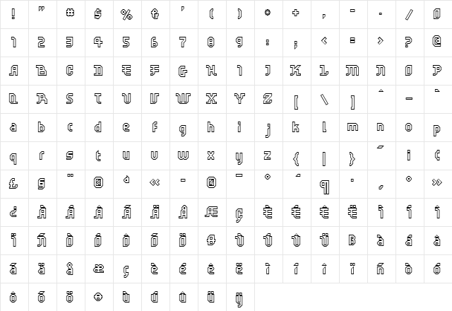FFScratch-Outline Medium  glyph index