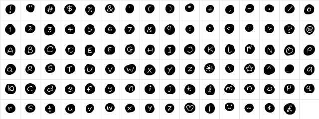 Iced Cookies Regular  glyph index