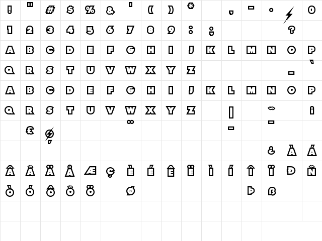 Thunder Lord Regular  glyph index