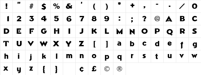 Tricorne Display SSi Regular  glyph index
