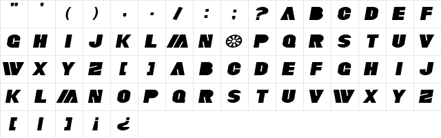 SF Fortune Wheel Exp Italic  glyph index