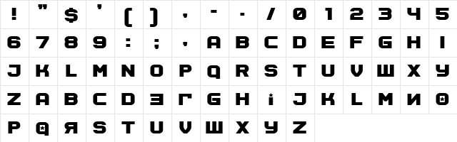 Soviet Program Bold  glyph index