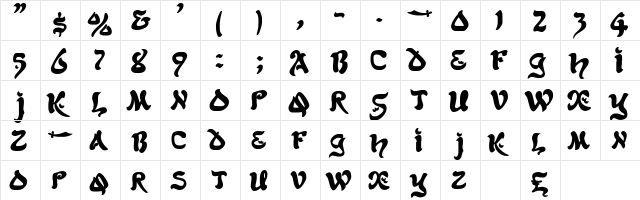JacamarSSK Bold  glyph index