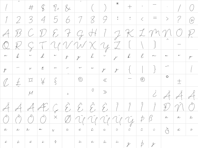 Shefiratte Regular  glyph index