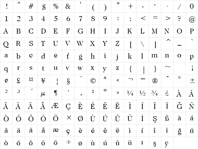00549 Regular  glyph index