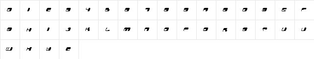 Phat Font Italic  glyph index