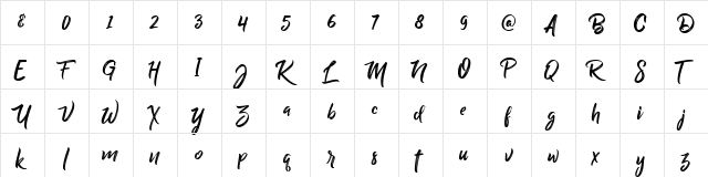 Billy Ohio Regular  glyph index