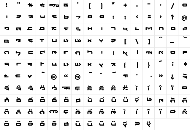 CQN-Molecular Xtra  glyph index