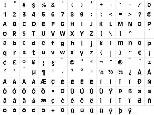 AntiqueOlive LT Roman Bold  glyph index