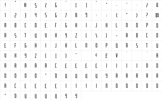 Marvino Light  glyph index