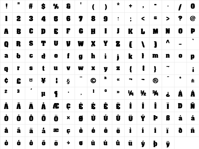 FZ BASIC 52 MANGLED Normal  glyph index