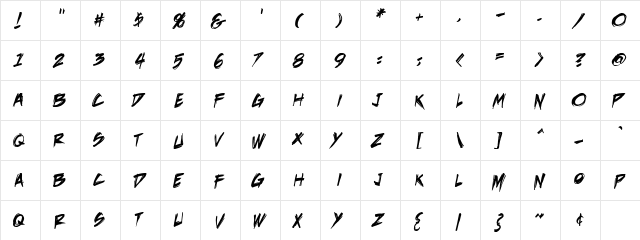 DeathRattle BB Regular  glyph index