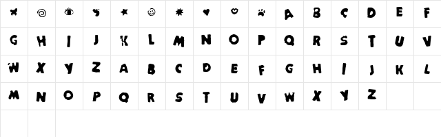 StamperFace Regular  glyph index