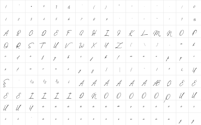 Safarnama Signature Regular  glyph index