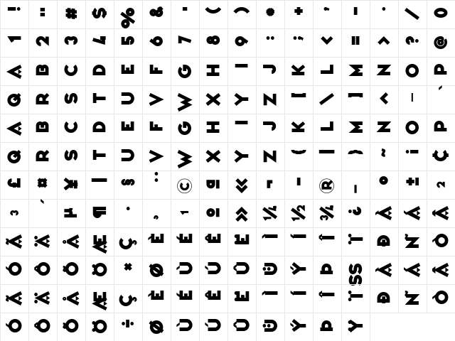 Variet頉karier Regular  glyph index
