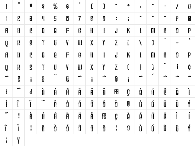 Weltron Urban Regular  glyph index