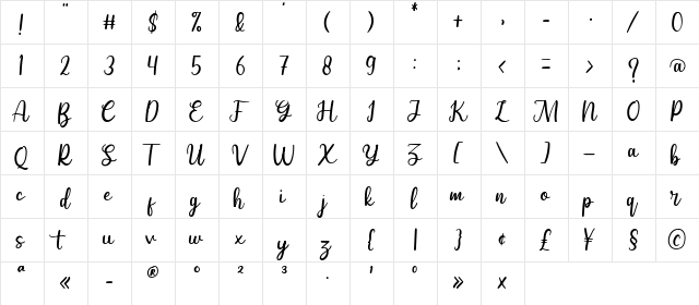 Selldon Regular  glyph index