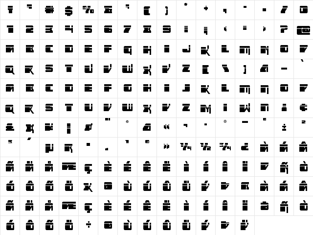 Space Runner Laser Regular  glyph index