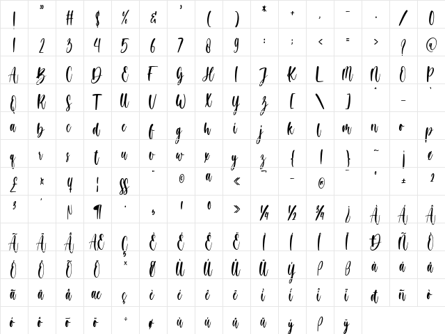 hey girl Regular  glyph index