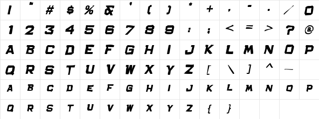 Bachelor Pad Crud JL Italic  glyph index