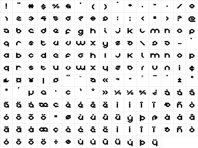Charlie's Angles Expanded Expanded  glyph index