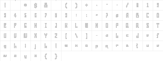 Pype Extralight  glyph index