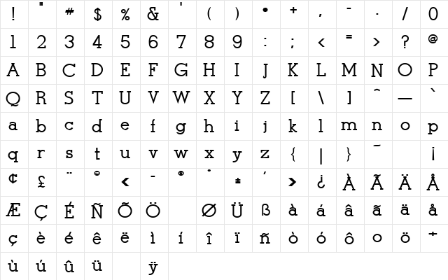 Midnight Rider 3 Bold  glyph index