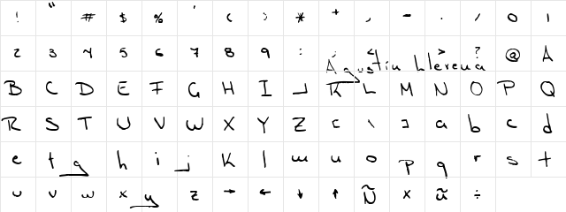 Augustin Hand  glyph index