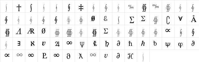 MathTechnical P09  glyph index