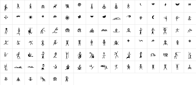 MiniPics Zafrica  glyph index