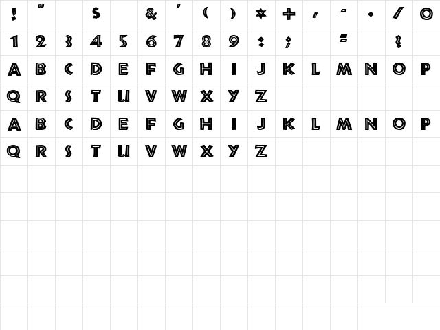 Love Hurts 1 Regular  glyph index