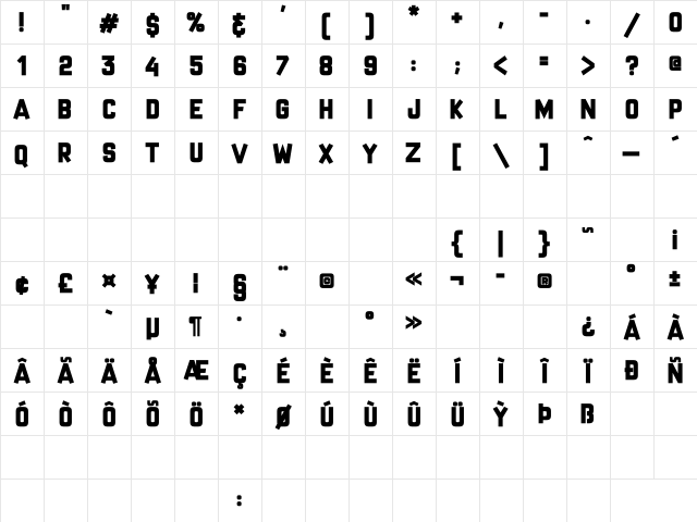 Mr Headlines Fancy Regular  glyph index