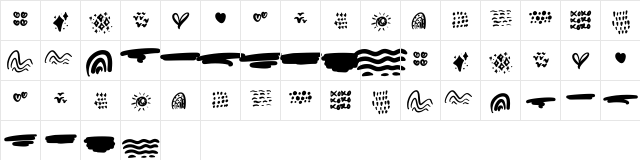 Eiffal Merrias Extra Regular  glyph index