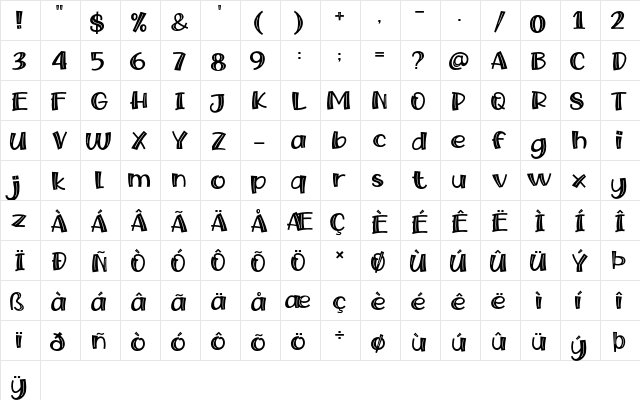 Snow Fairy Regular  glyph index
