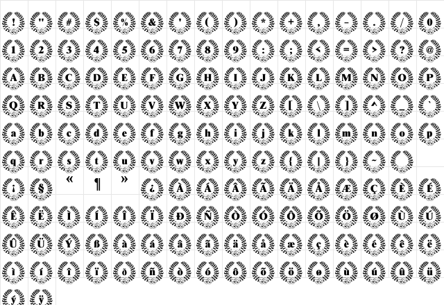 TheatreWreath Becker Normal  glyph index