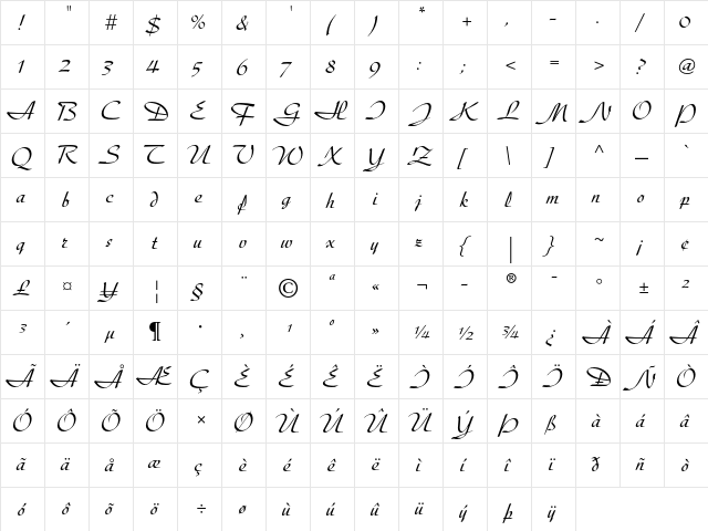 Diskus Regular  glyph index