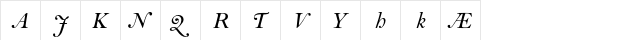 Bell MT Italic Alt  glyph index