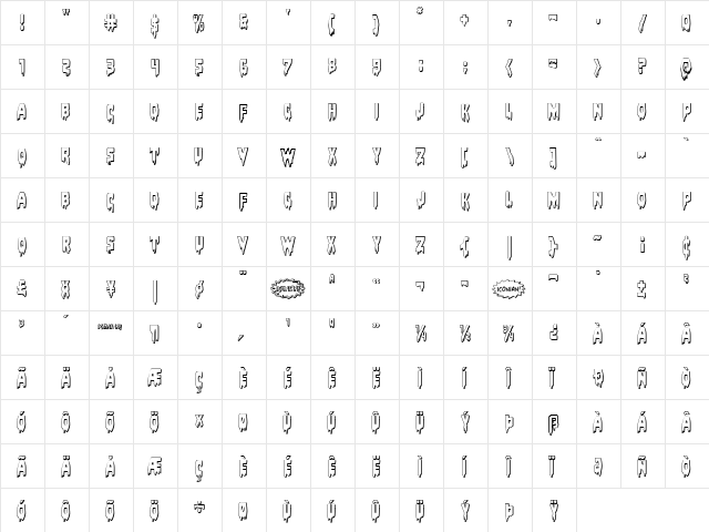 Bloodlust 3D Regular  glyph index