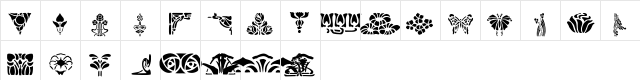 ArtNouveau1 Regular  glyph index