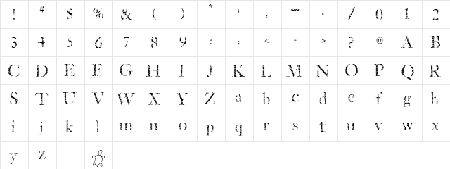 Etched Regular  glyph index