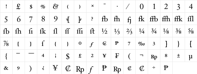 HoeflerText Roman-Alt  glyph index