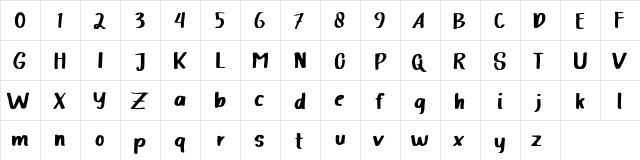 Halimah Regular  glyph index