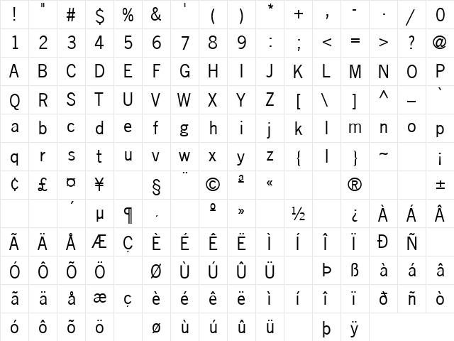 Breakdown 5 Regular  glyph index